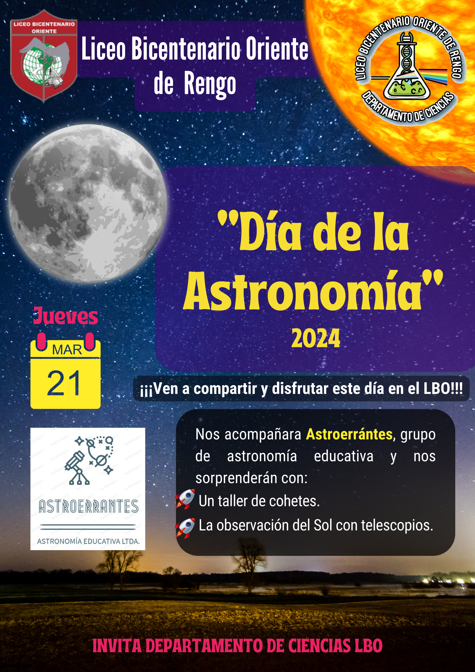 Día de la astronomía 2024: Taller de cohetes y observación solar